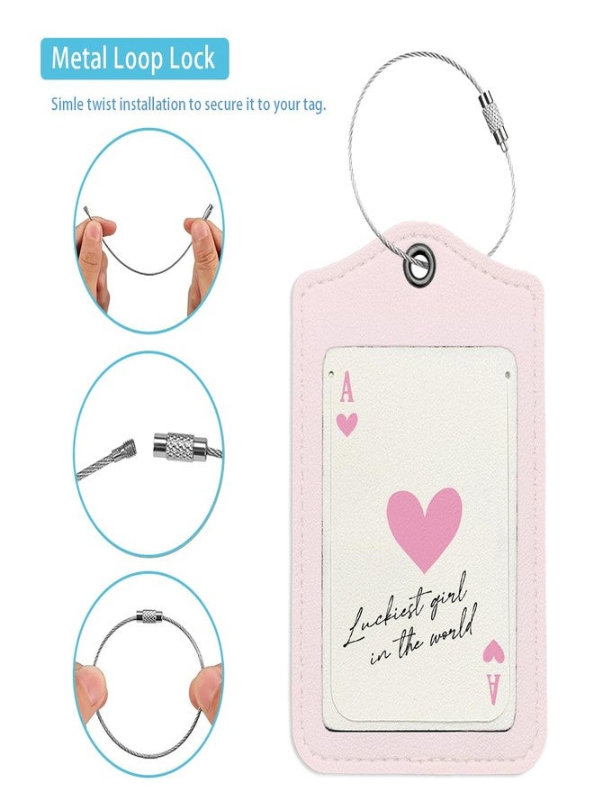LARTSFRO Pink Coquette Trendy Preppy Luggage Tags for Suitcases, Luckiest Girl Luggage Tag, Cute Luggage Tags for Women, Trendy Girly 2 Pack Luggage Tag for Travel, Teen Girls Gifts Suitcase Tags - Image 3